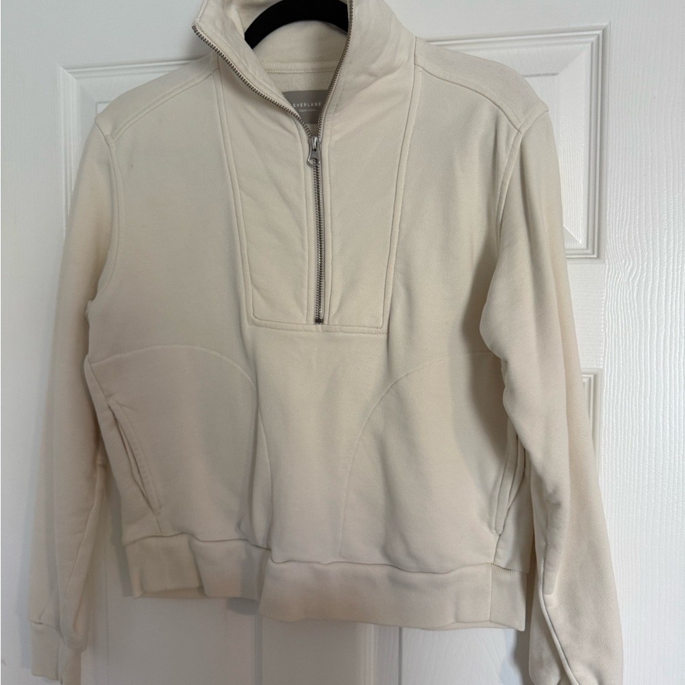 Everlane Cream Half-Zip Sweatshirt Jacket
